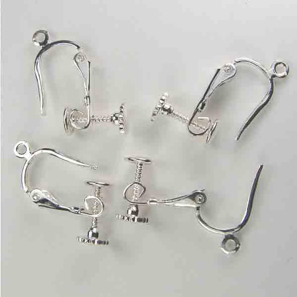 Silver Plate 13x9MM Pierced Look Clip On With Screw Back and Hanging Loop