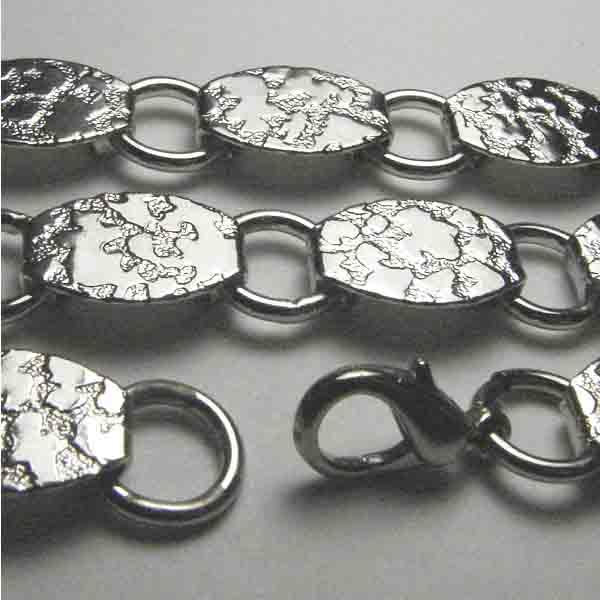 Silver Plate 14X9MM Oval Pad 7 Inch Chain Collage Bracelet