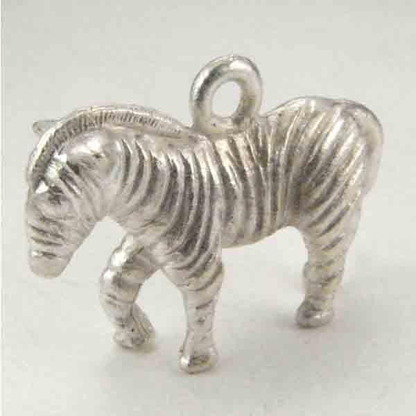 Silver Plate 14x21MM Zebra 3-D Pendant