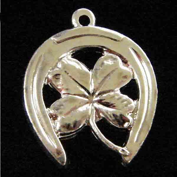 Silver Plate 15x17MM Horseshoe with Clover