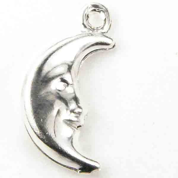Silver Plate 15x8MM Crescent Moon Face