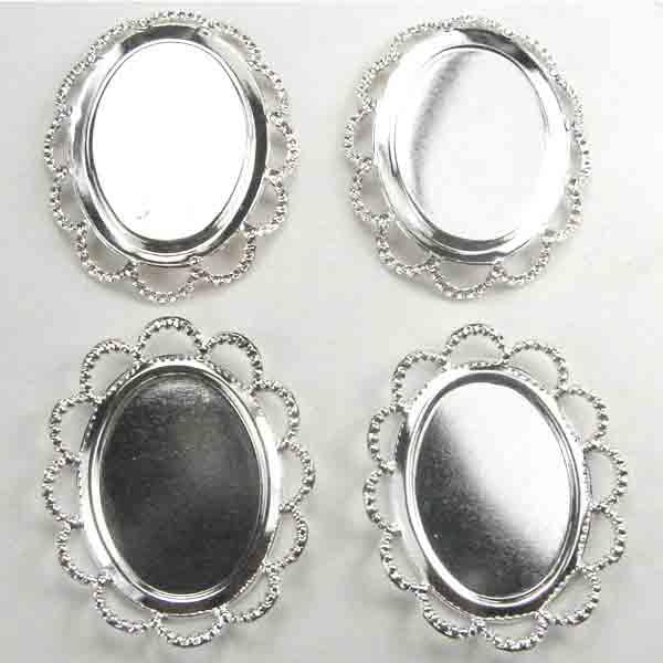 Silver Plate 18X13MM Lace Edge Bezel Setting