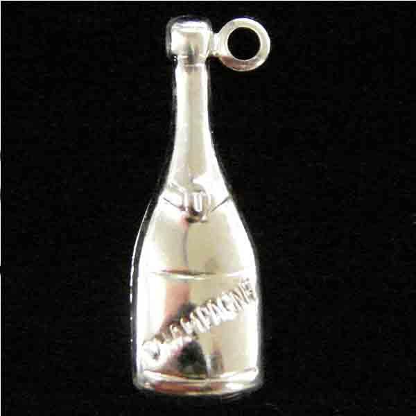 Silver Plate 19x6MM Champagne Bottle