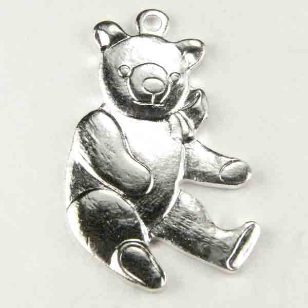 Silver Plate 20x13MM Teddy Bear
