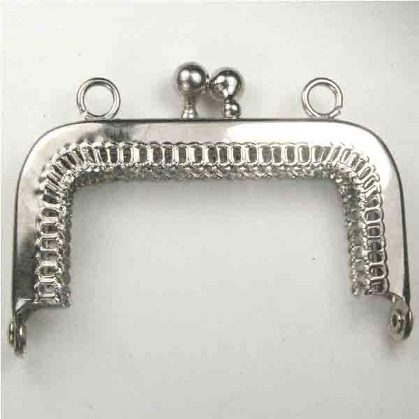 Silver Plate 2.25 Inch Handbag Purse Frame With Looped Detail