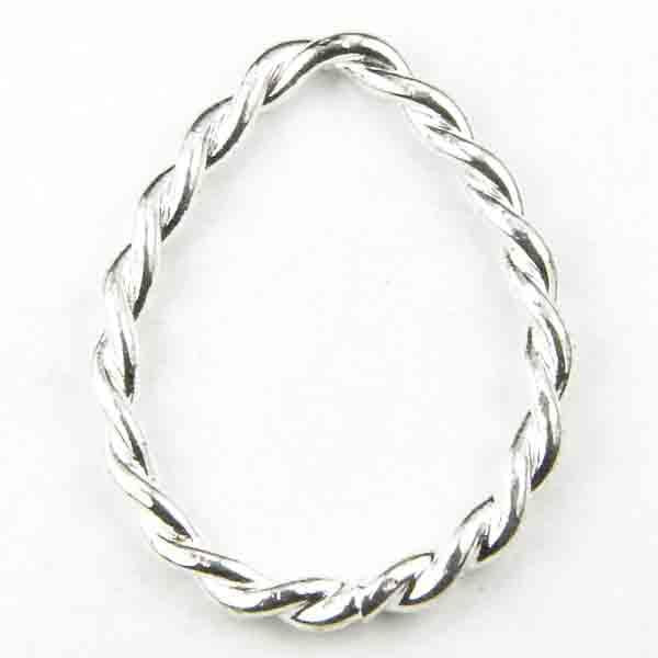 Silver Plate 22x18MM Twisted Wire Tear Ring