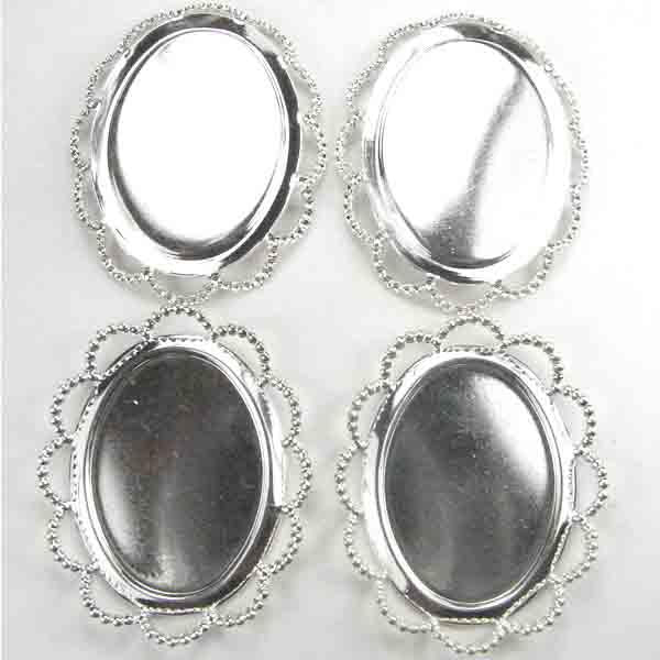 Silver Plate 25X18MM Lace Edge Bezel Setting