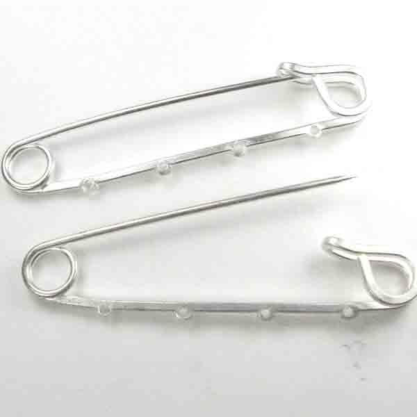 Silver Plate 2.5 inch Safety Pin With 4 Loops