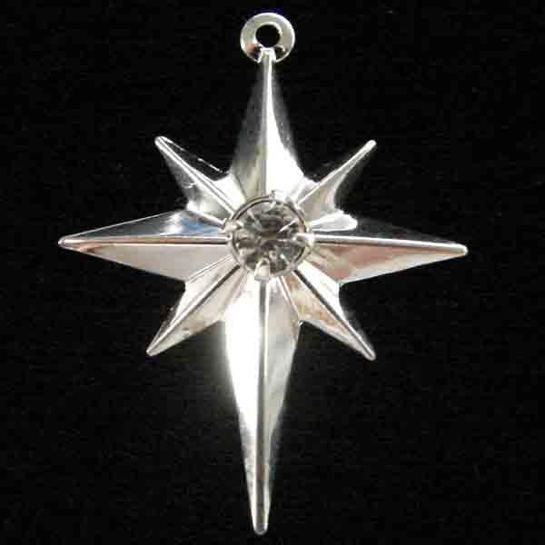 Silver Plate 26X20MM 8 Point Star with Rhinestone Setting