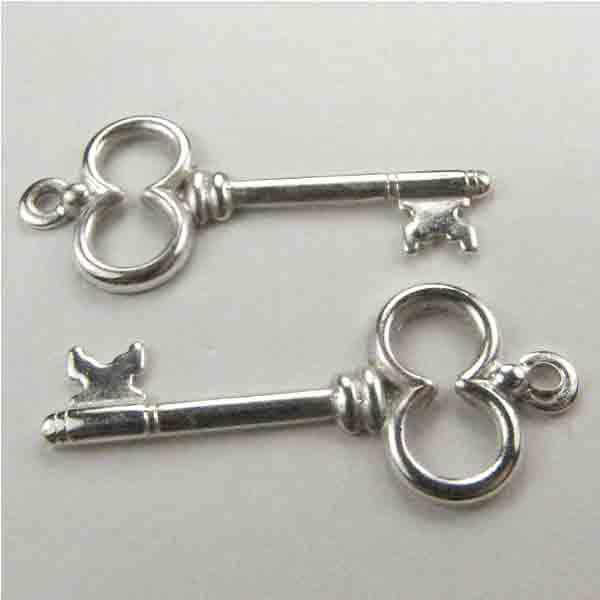 Silver Plate 27x13MM Stamped Key