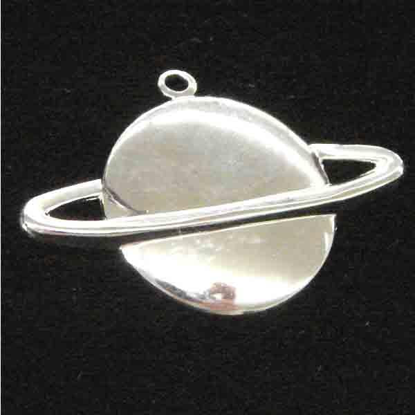 Silver Plate 27x32MM Saturn Charm Pendant