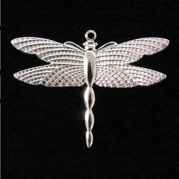 Silver Plate 28x37MM Dragonfly