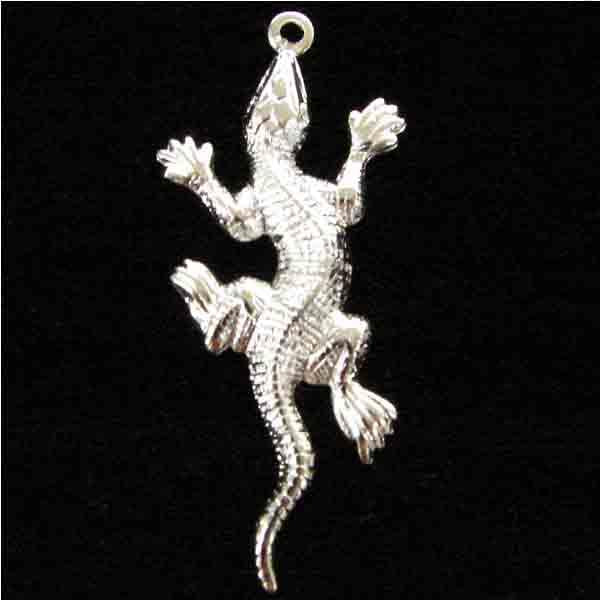Silver Plate 31x5MM Stamped Lizard