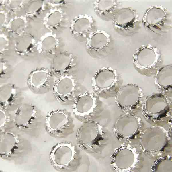 Silver Plate 3x2MM Heavy Duty Ribbed Crimp Bead
