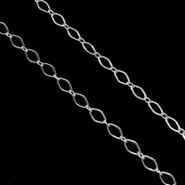 Silver Plate 4x3MM Diamond Long Short Cable Chain