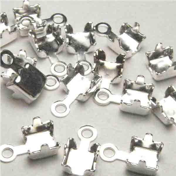 Silver Plate 5MM Crimp End for 4MM Rhinestone Cup Chain