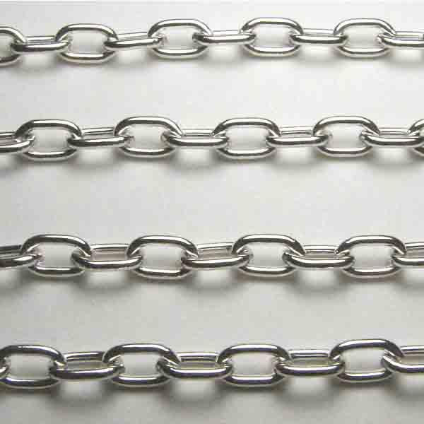 Silver Plate 7x4MM Soldered Oval Cable Chain