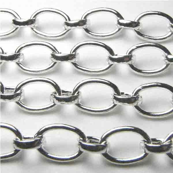 Silver Plate 7x5MM Long Short Cable Chain Soldered