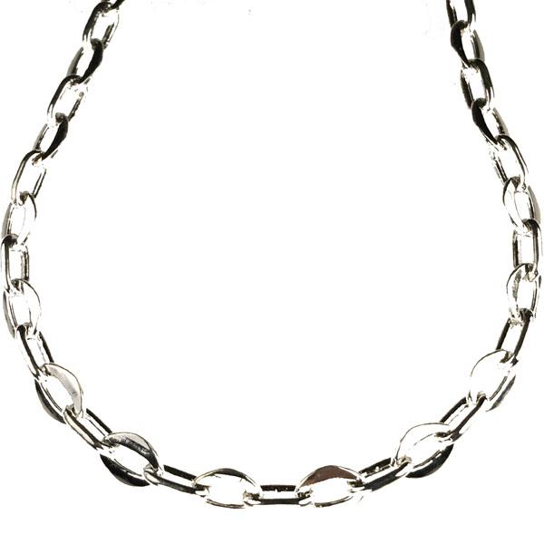 Silver Plate 8x6MM Flat Oval by 8x4MM Round Oval Cable Chain
