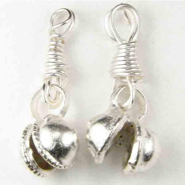 Silver Plate 9MM Clapless Bell With Wrapped Wire Hanger