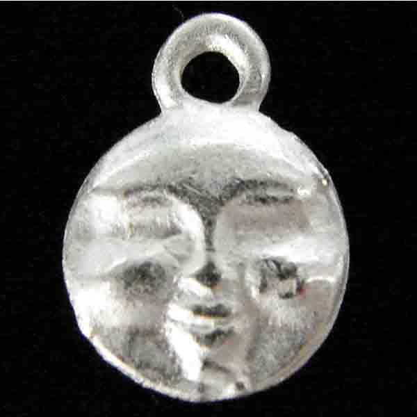 Silver Plate 9MM Round Smiling Moon Face
