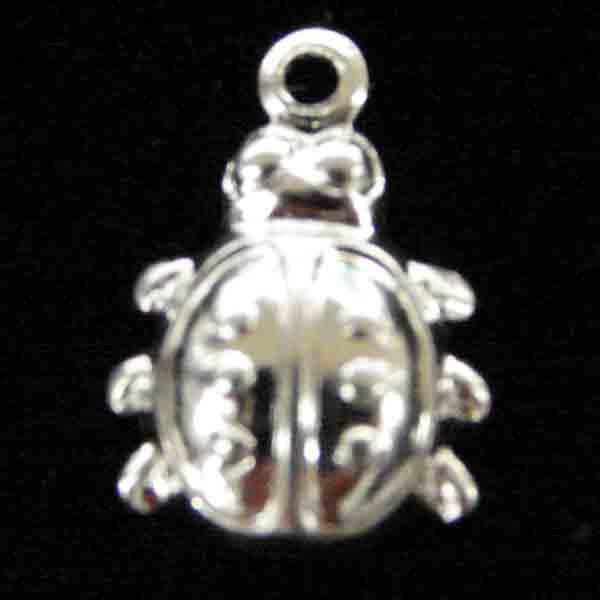 Silver Plate 9x8MM Stamped Ladybug
