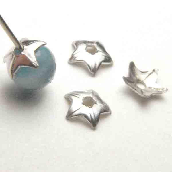 Silver Plate Cap 4MM Star Shaped