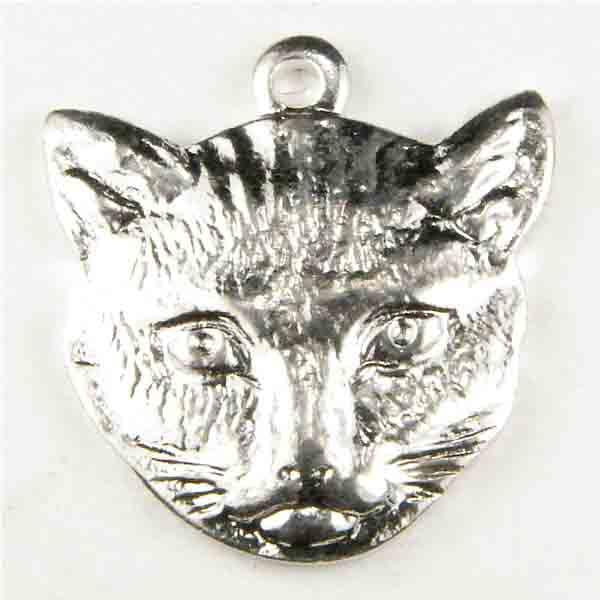 Silver Plate Cat Face 14X13MM Diestruck