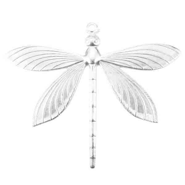 Silver Plate Dragonfly Pendant 62x50MM