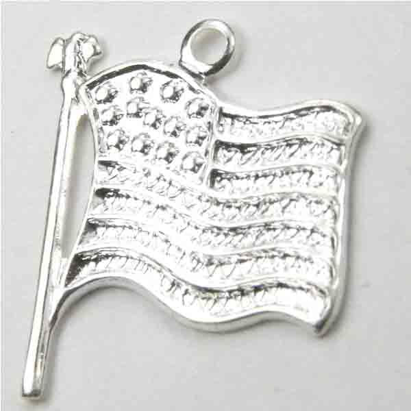 Silver Plate Flag Pendant 18x16mm