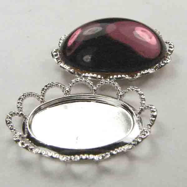 Silver Plate Lace Edge Cabochon Bezel Setting