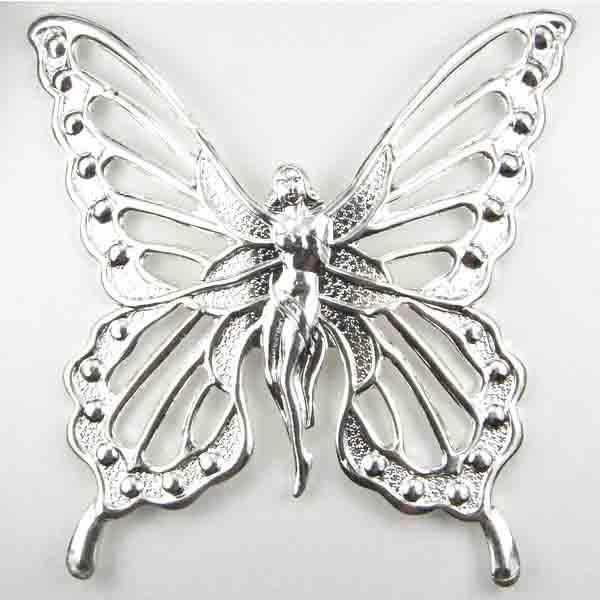 Silver Plate Openwork Female Form Butterfly