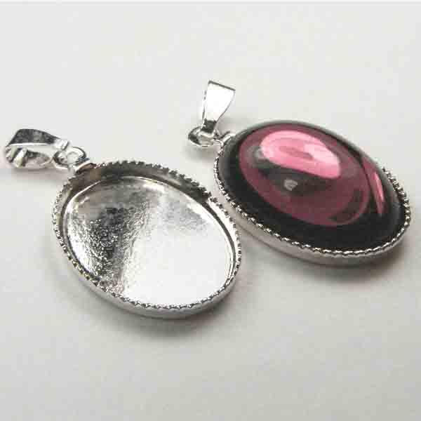 Silver Plate Pendant Setting For 18X13MM Stone