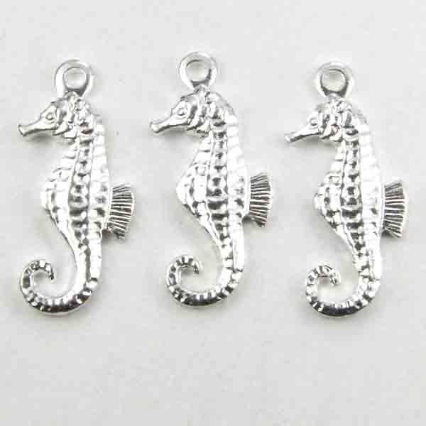 Silver Plate Seahorse Diestruck 14X8MM