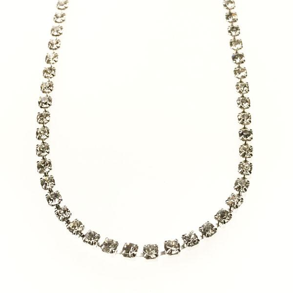 Silver Plate With Crystal 2MM Rhinestone Cup Chain