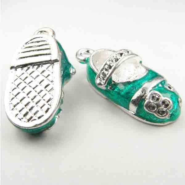 Silver Plate with Light Emerald 26X12MM Shoe