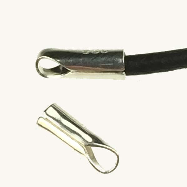 Sterling Silver 8.5x3MM Fold Over Cord End Cap For 2MM Cord