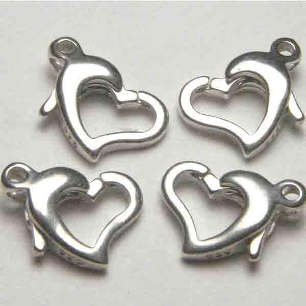 Sterling Silver 11x8MM Heart Lobster Claw Clasp