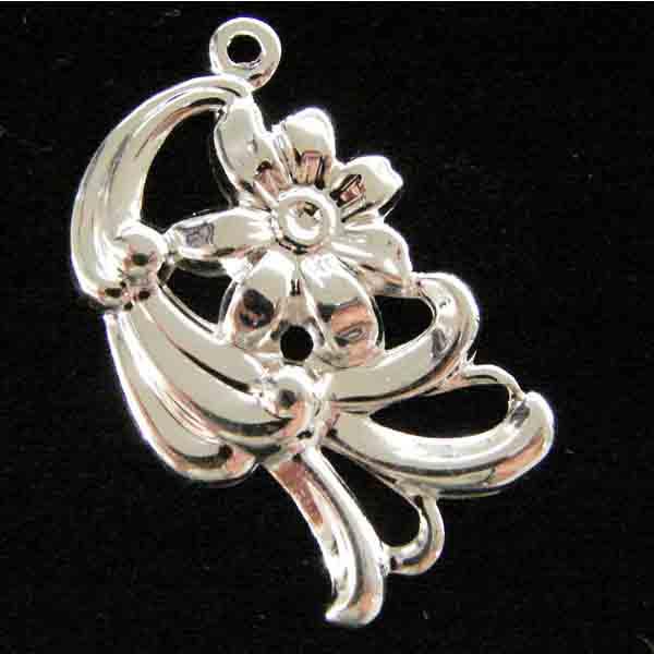 Sterling Silver Plate 28x17MM Right Floral Detal