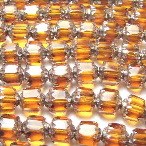 Topaz With Silver Ends 6MM Fire Polish Cathedral Bead