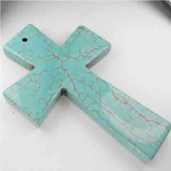 Turquoise 59x40MM Howlite Cross Pendant