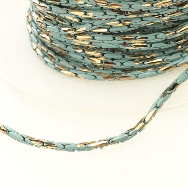 Turquoise With Gold Two Tone 1MM Boston Link Chain
