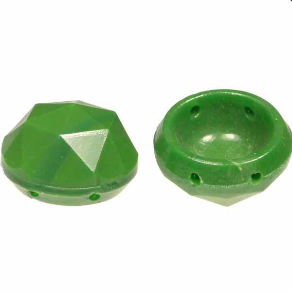 Vintage 13MM Opaque Dark Green Round 2 hole Spacer Bead