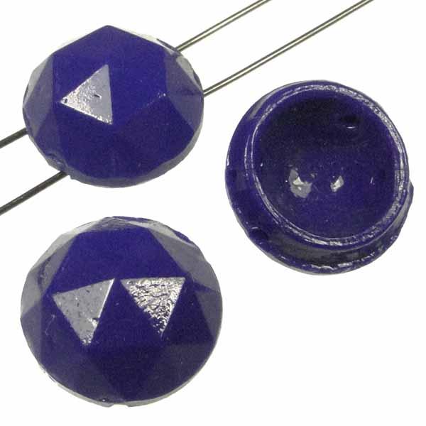 Vintage 13MM Opaque Royal Blue Round 2 hole Spacer Bead