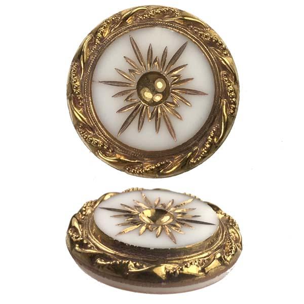 Vintage 27MM White With Gold Detail Intaglio Stone