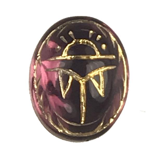 Vintage Amethyst Scarab 10X8MM Gold Detail Foiled Back