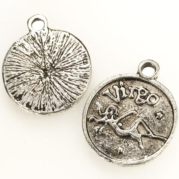 Virgo 21MM Antique Silver Plate Coin Pendant
