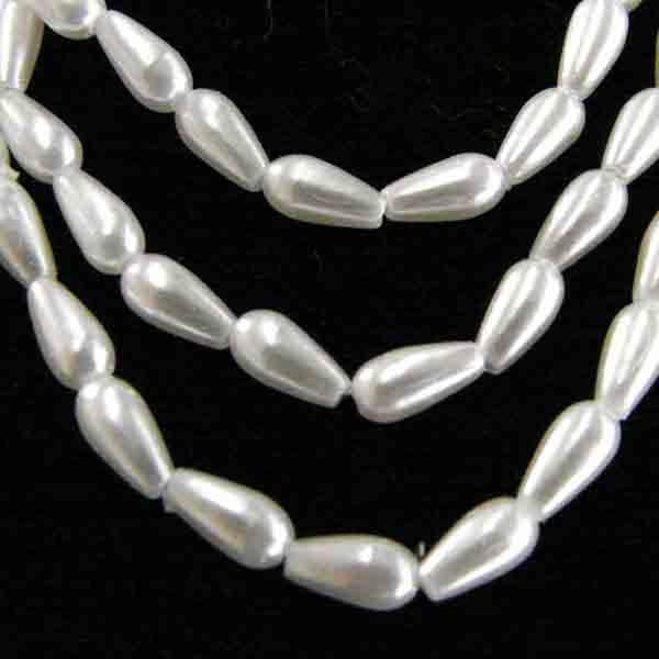 White 6X3MM Plastic Coated Pearl