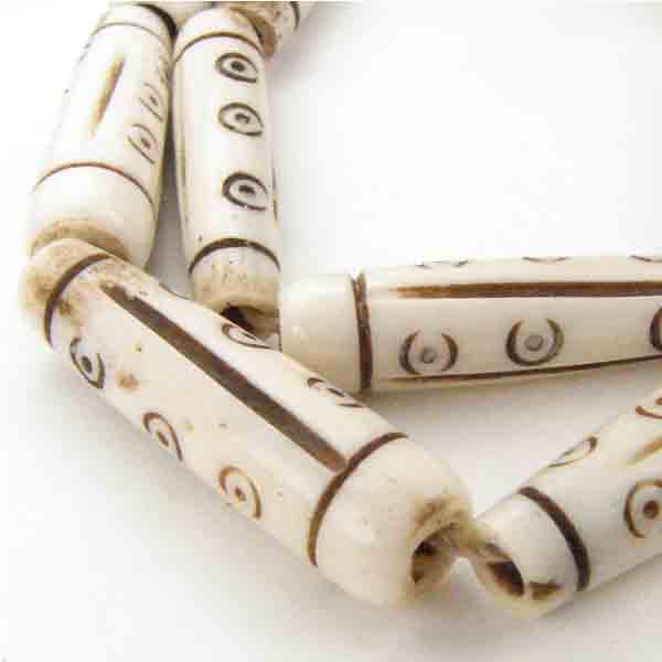 White Bone 24X8MM Tear with Incised Eyes