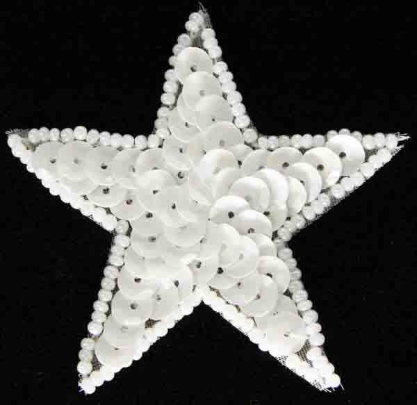 White Iris Sequin Star Motif 65MM
